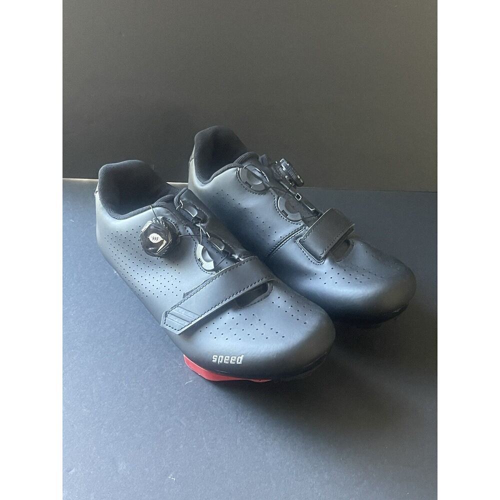 Speed Womens Black Faux Leather Cycling Shoes Size US 8.5/39 Medium Spin
